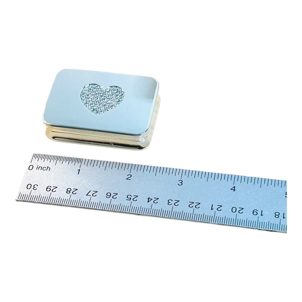 Mirrored Pave Rhinestone Heart Pill Box - Picture 5 of 5